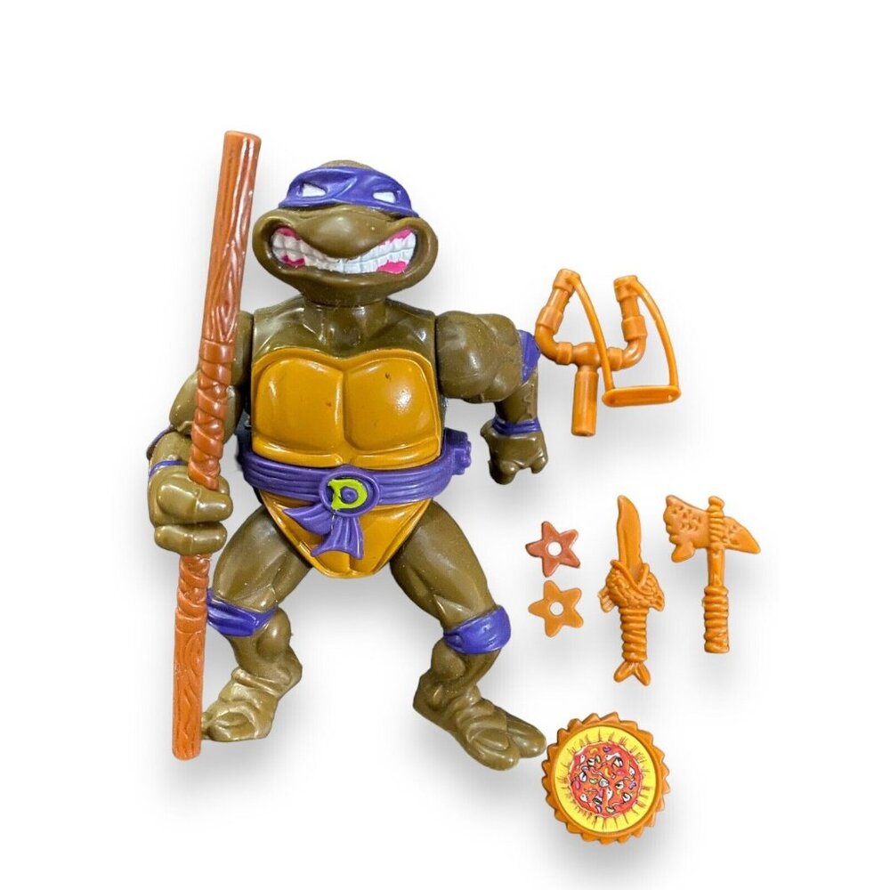 1991 Playmates TMNT Storage Shell Donatello Vintage Figure Complete Accessories